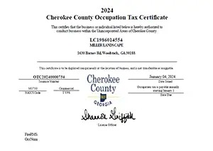 Cherokee County Occupation Tax Certificate - LC1986014554